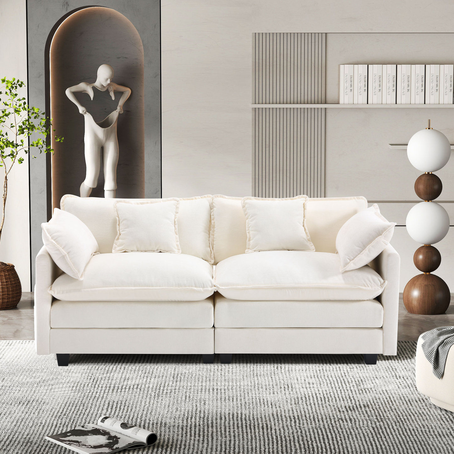 Cloudy 149.2'' Luxury Thickened Cushion Sectional Sofa