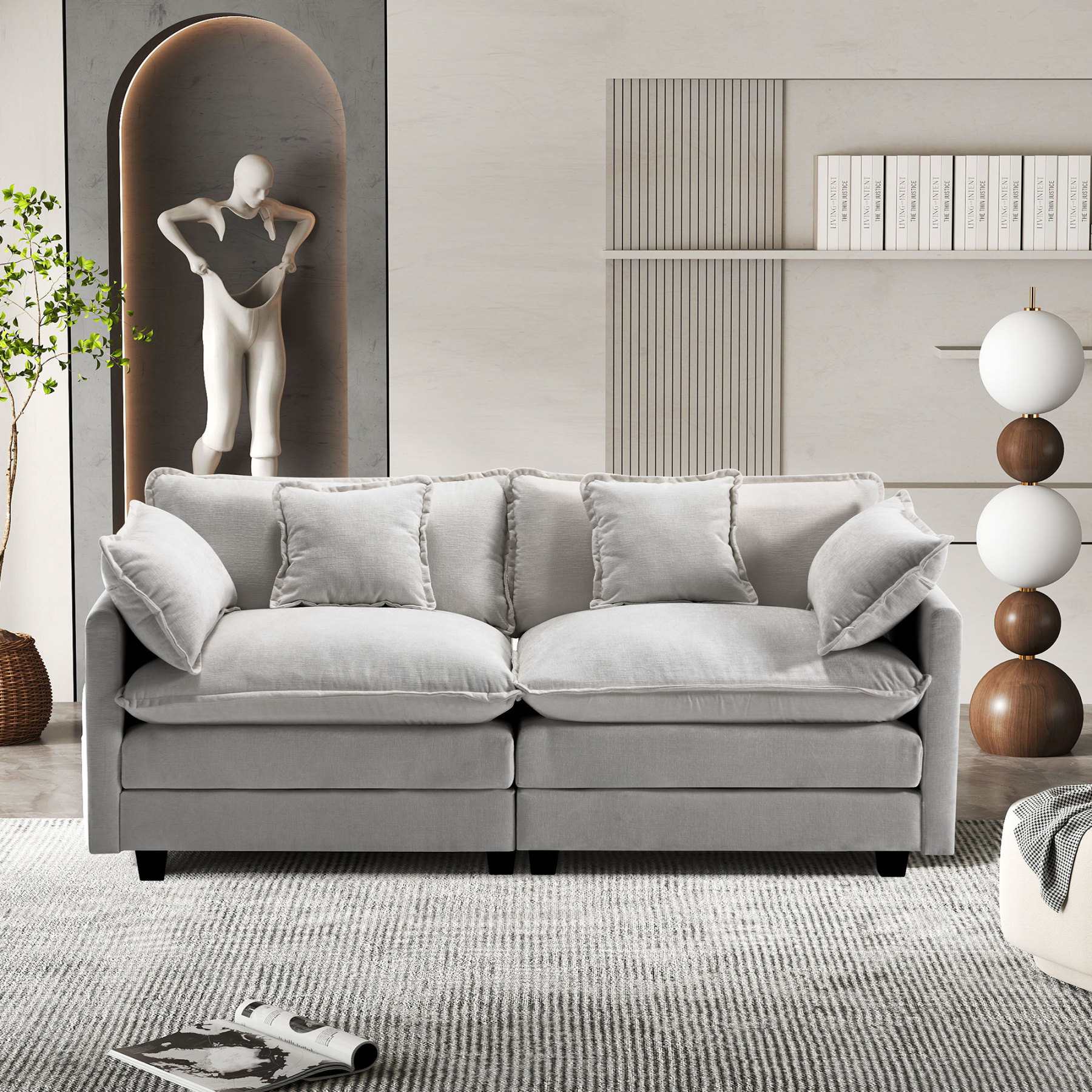 Cloudy 149.2'' Luxury Thickened Cushion Sectional Sofa