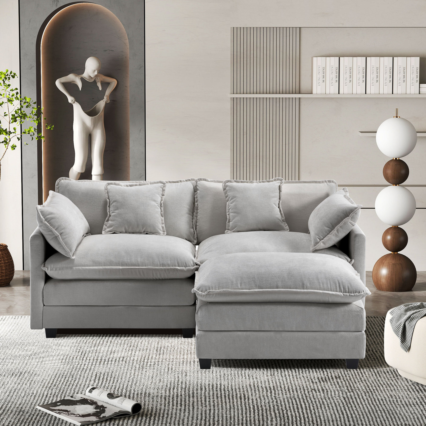 Cloudy 149.2'' Luxury Thickened Cushion Sectional Sofa