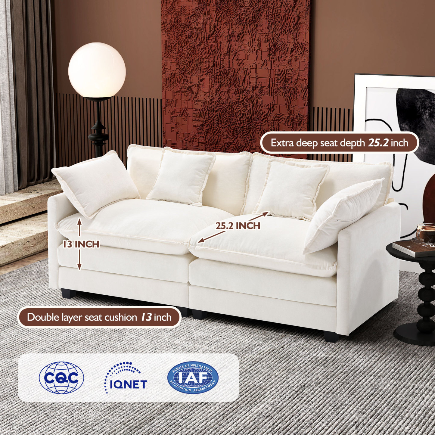 Cloudy 149.2'' Luxury Thickened Cushion Sectional Sofa