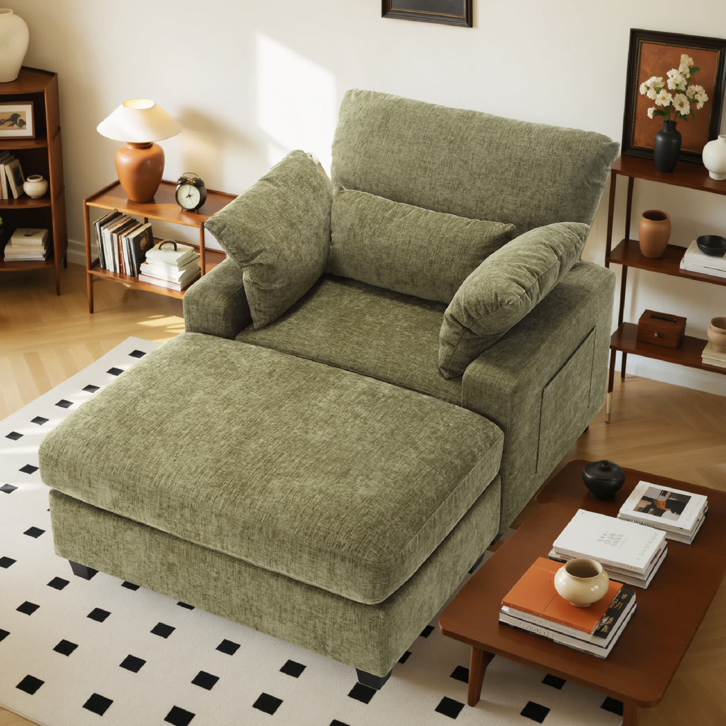 LuxeLounger 57.52 " Single Chair With Ottoman