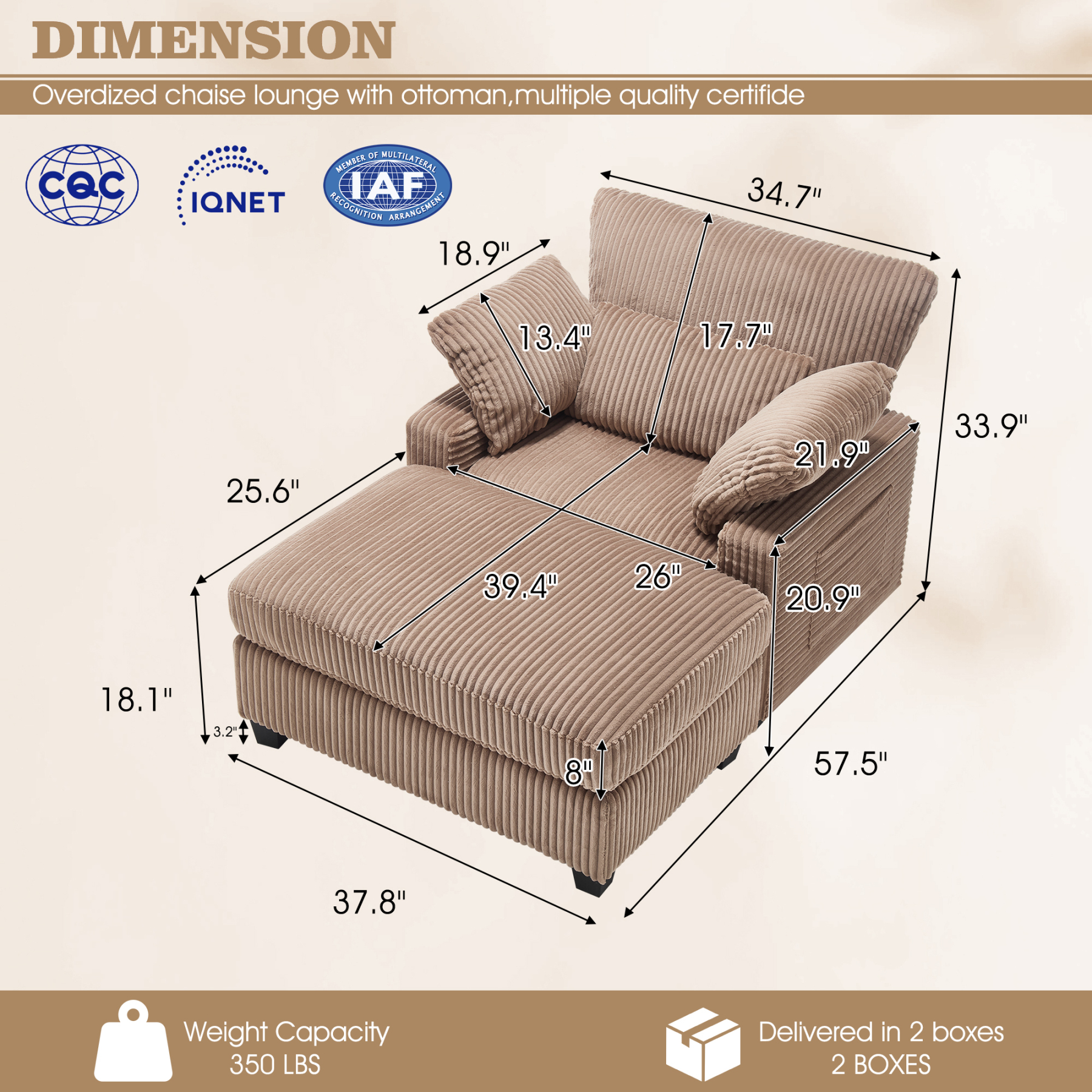 LuxeLounger 57.52 " Single Chair With Ottoman