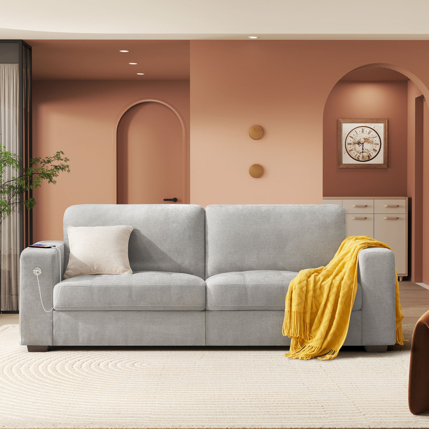 Classic 70" & 89" Modern Sofa with USB Charging