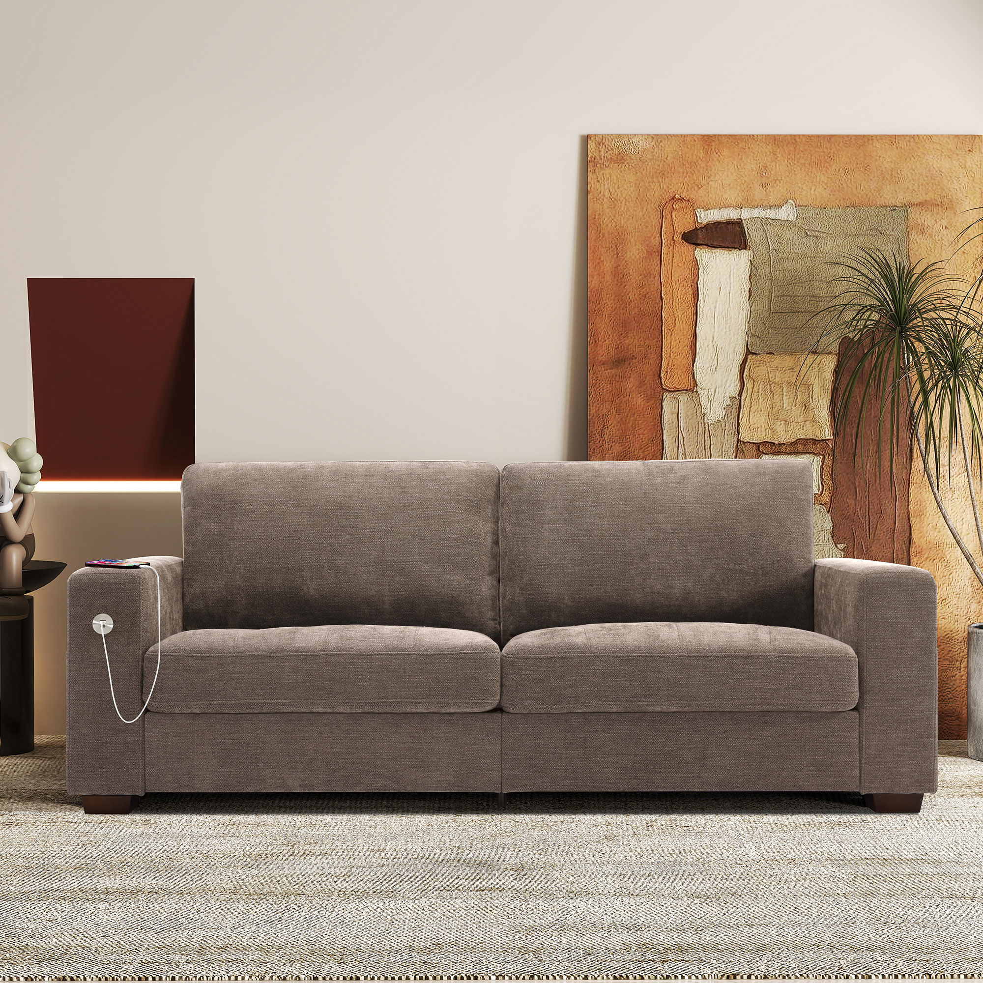 Classic 70" & 89" Modern Sofa with USB Charging 