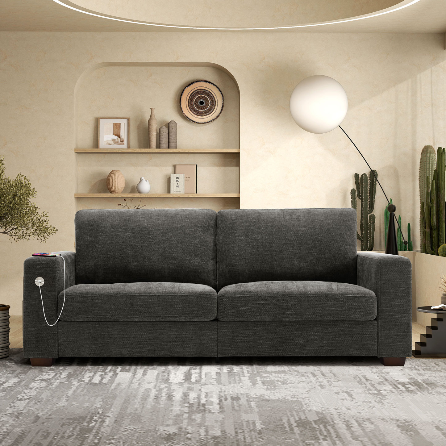 Classic 70" & 89" Modern Sofa with USB Charging