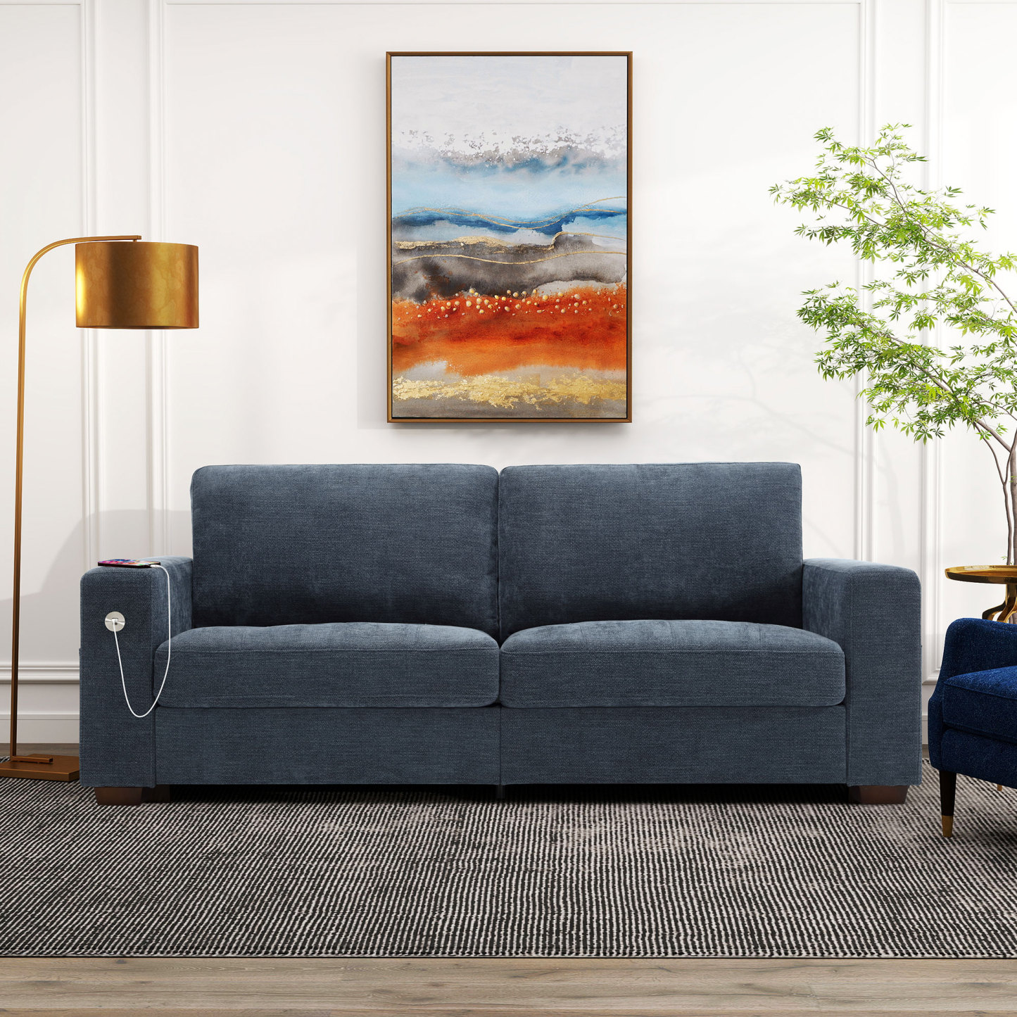 Classic 70" & 89" Modern Sofa with USB Charging