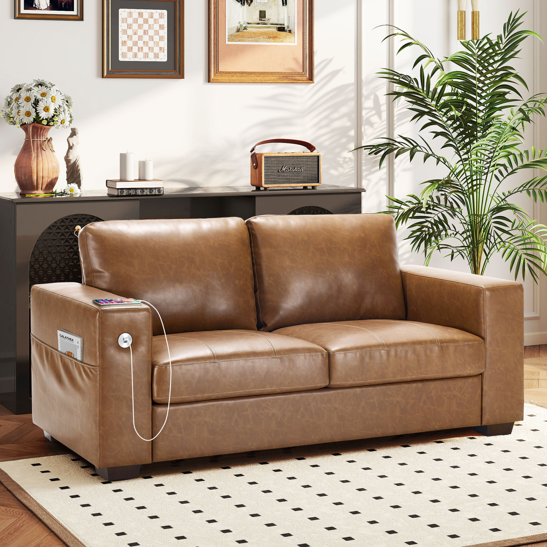 Classic 70" & 89" Modern Sofa with USB Charging