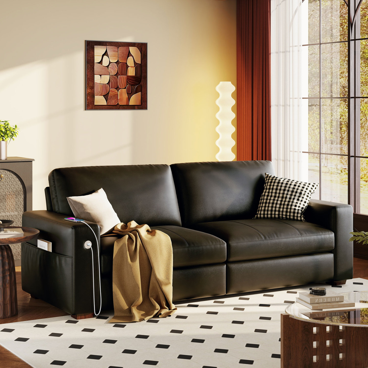 Classic 70" & 89" Modern Sofa with USB Charging
