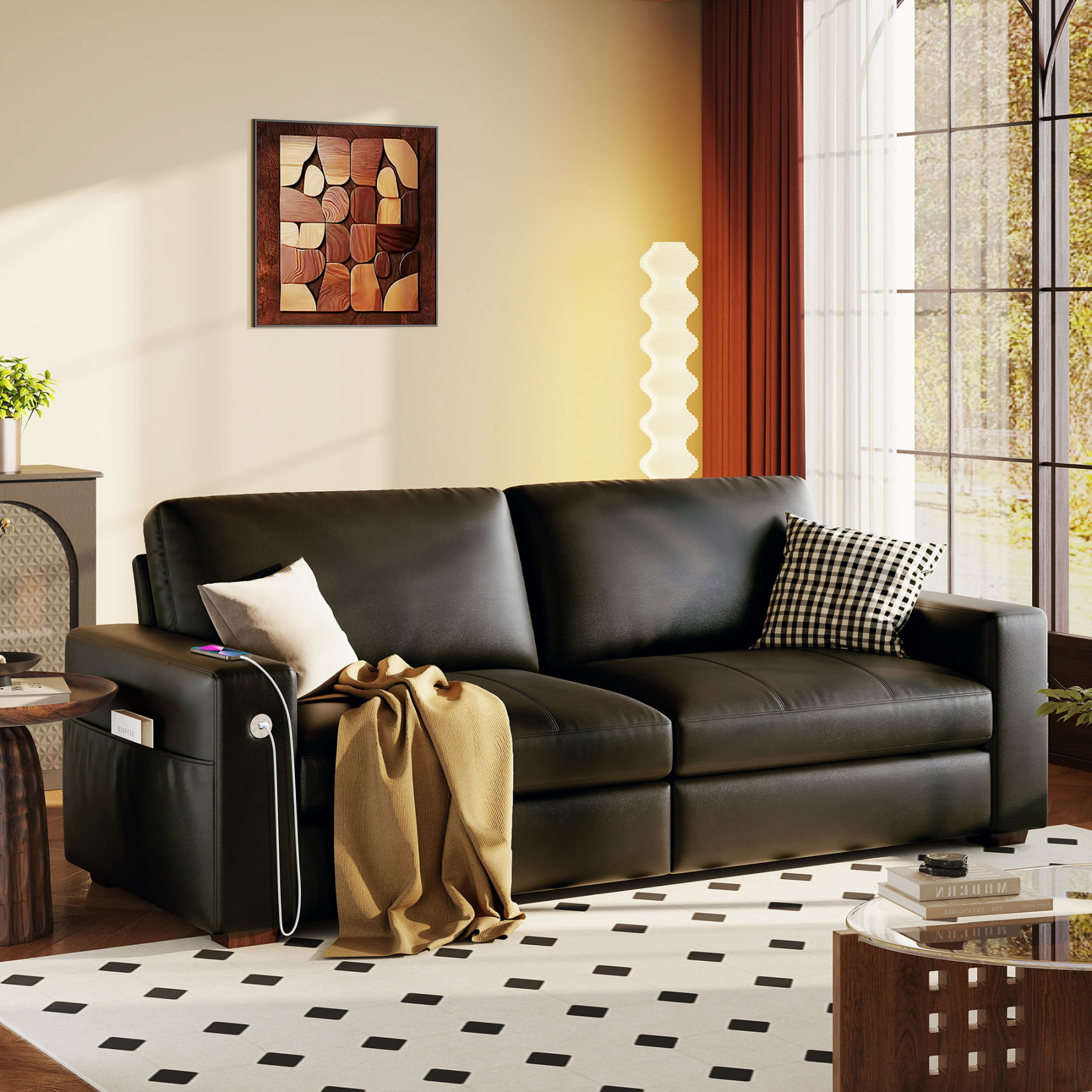Classic 70" & 89" Modern Sofa with USB Charging