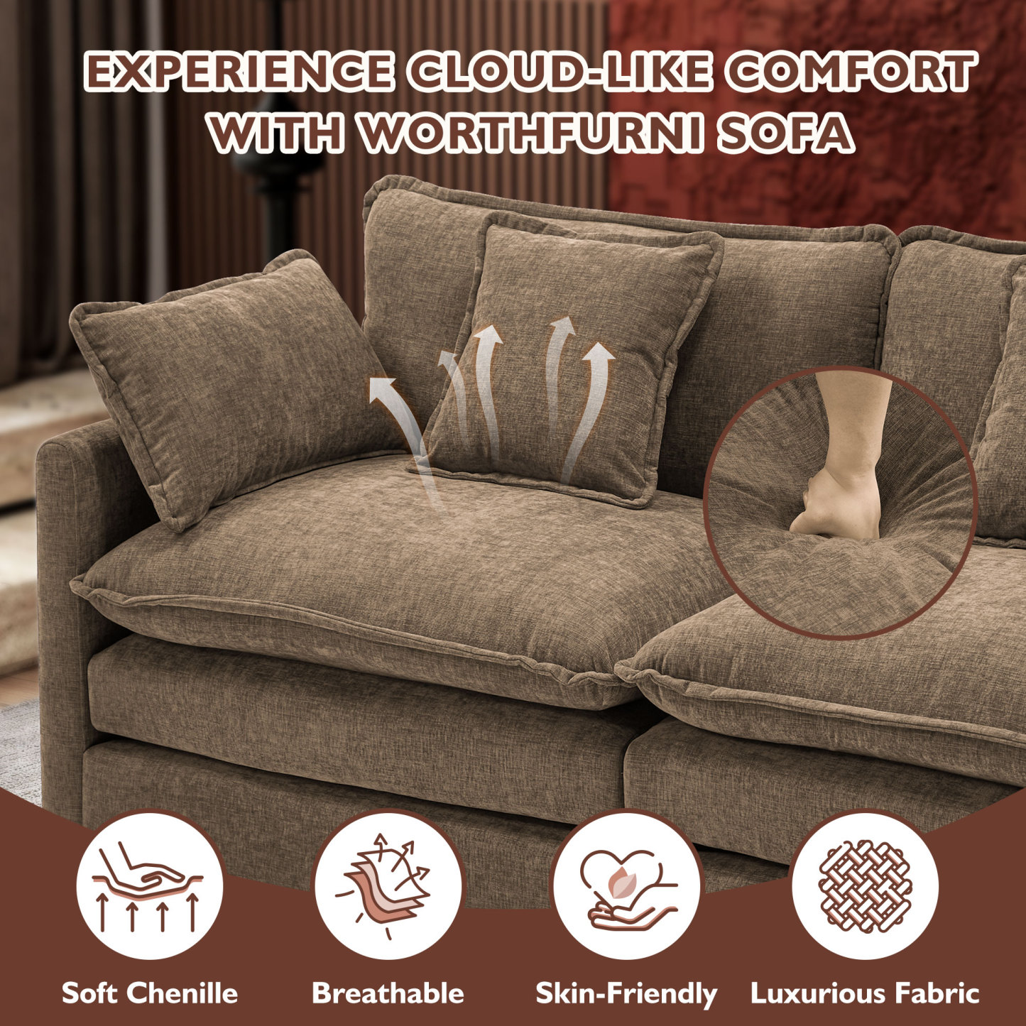 Cloudy 149.2'' Luxury Thickened Cushion Sectional Sofa