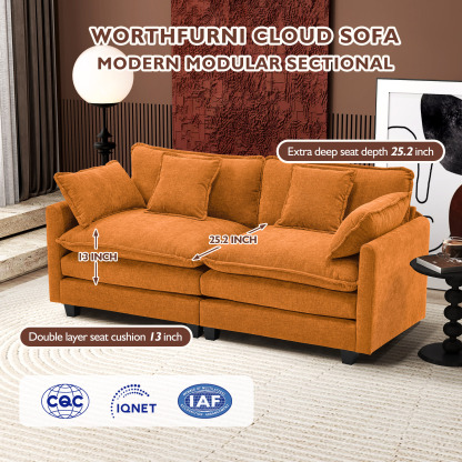 Cloudy 149.2'' Luxury Thickened Cushion Sectional Sofa