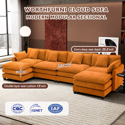 Cloudy 149.2'' Luxury Thickened Cushion Sectional Sofa