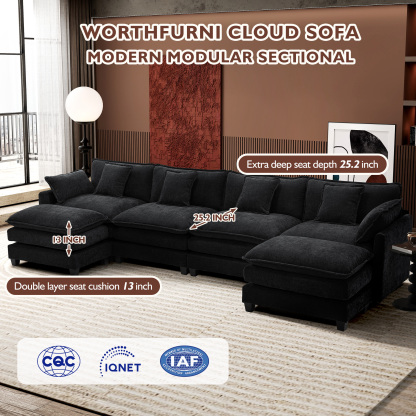 Cloudy 149.2'' Luxury Thickened Cushion Sectional Sofa