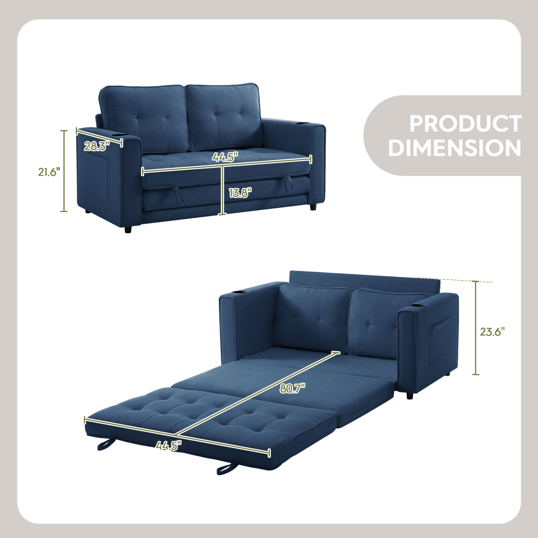 2 in 1 Convertible Sleeper Sofa Bed