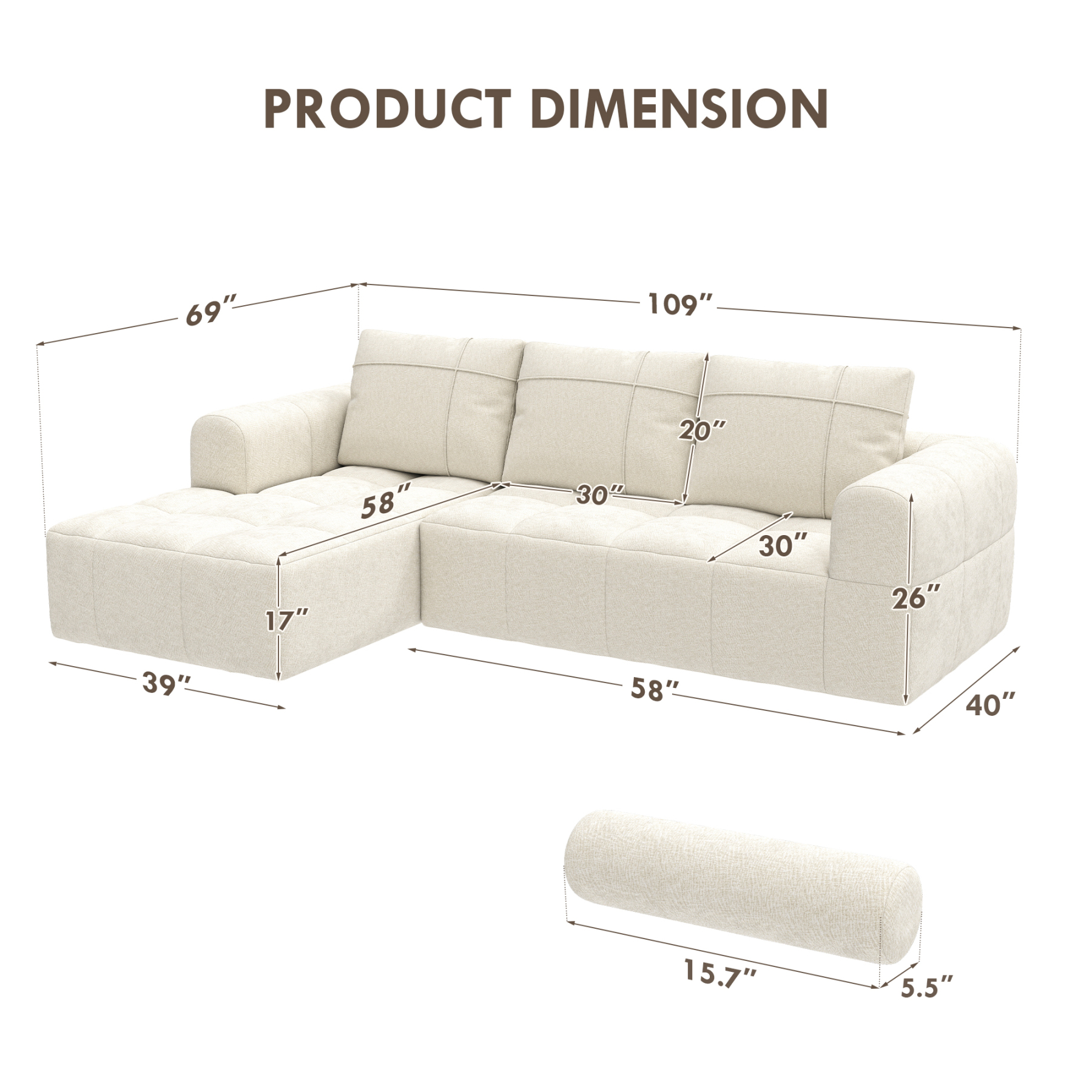 InstantCloud 109’‘ Sofa with Chaise