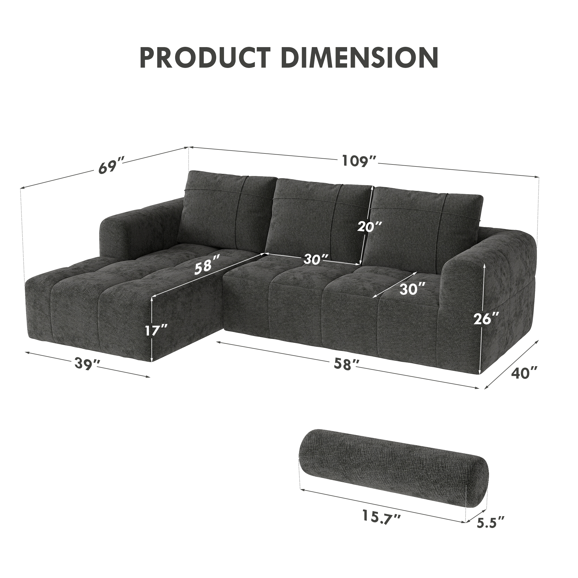InstantCloud 109’‘ Sofa with Chaise