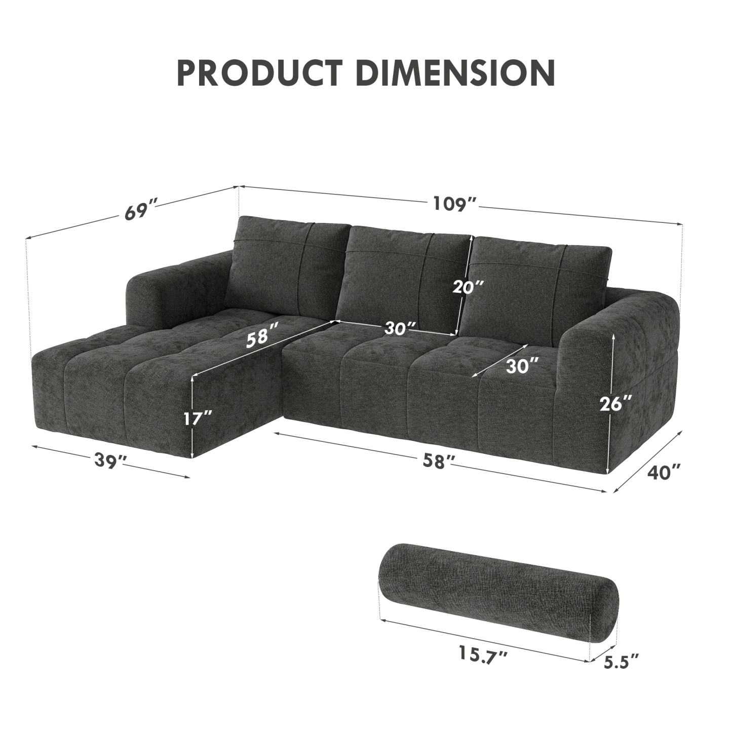 InstantCloud 109’‘ Sofa with Chaise