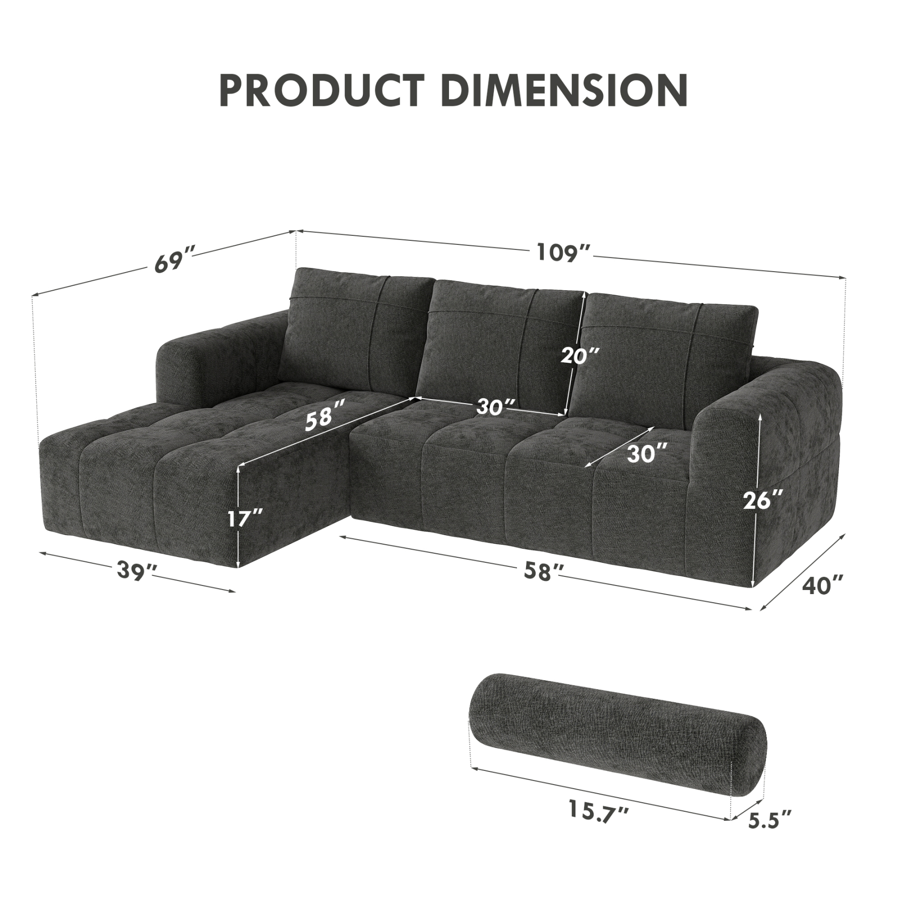 InstantCloud 109’‘ Sofa with Chaise