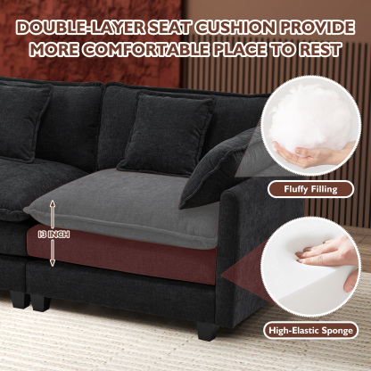 Cloudy 149.2'' Luxury Thickened Cushion Sectional Sofa