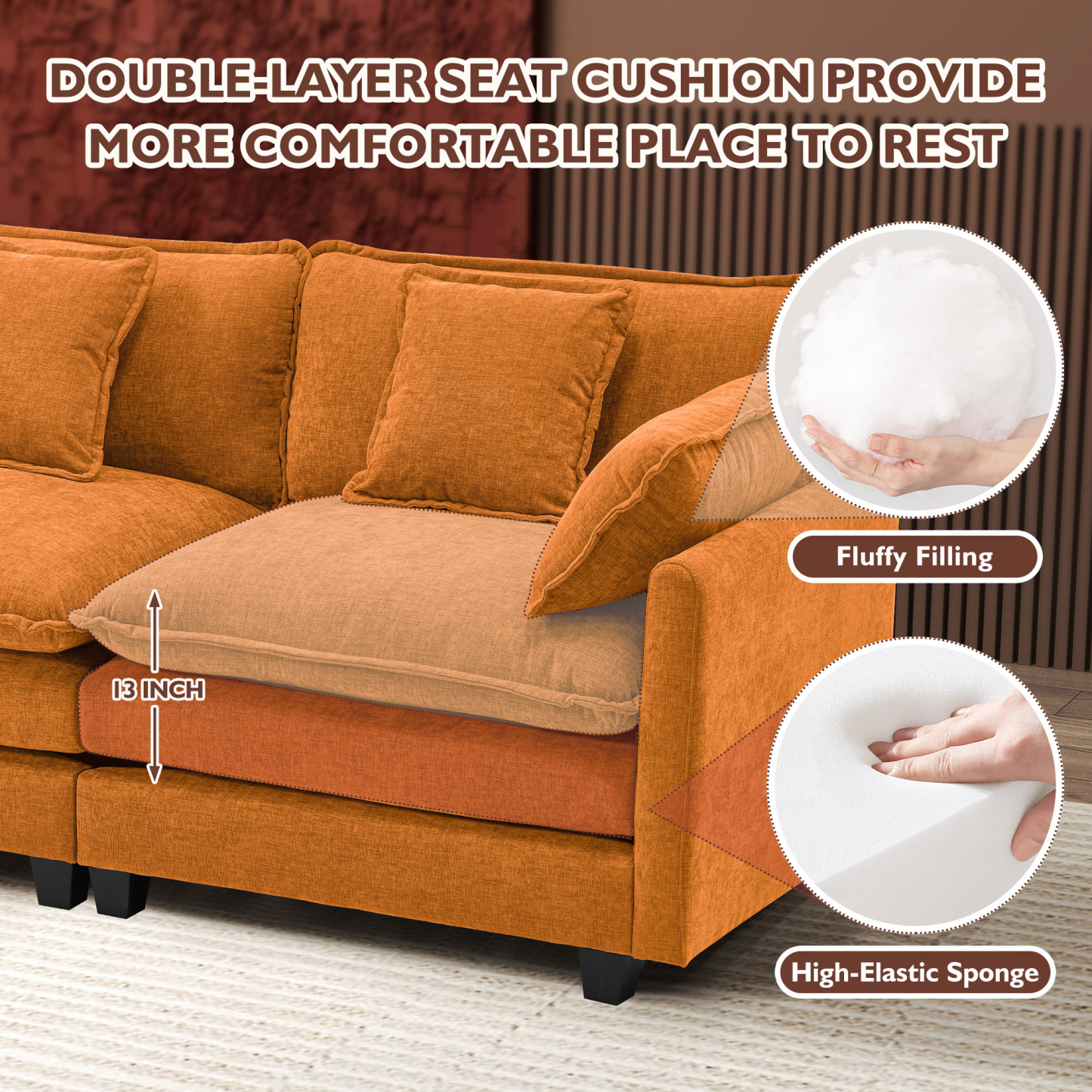 Cloudy 149.2'' Luxury Thickened Cushion Sectional Sofa