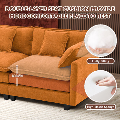 Cloudy 149.2'' Luxury Thickened Cushion Sectional Sofa