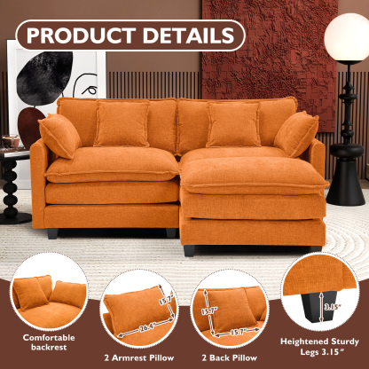 Cloudy 149.2'' Luxury Thickened Cushion Sectional Sofa
