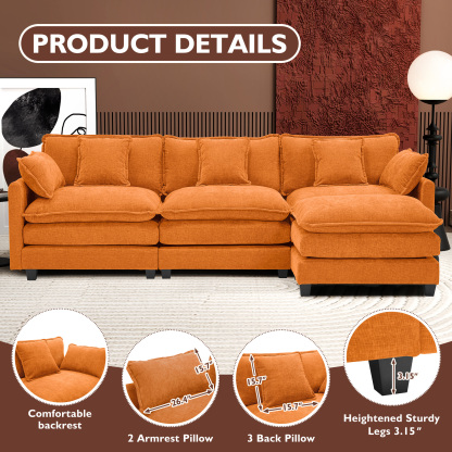 Cloudy 149.2'' Luxury Thickened Cushion Sectional Sofa