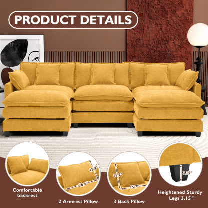 Cloudy 149.2'' Luxury Thickened Cushion Sectional Sofa