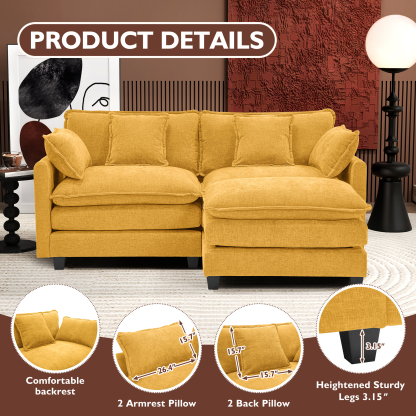 Cloudy 149.2'' Luxury Thickened Cushion Sectional Sofa