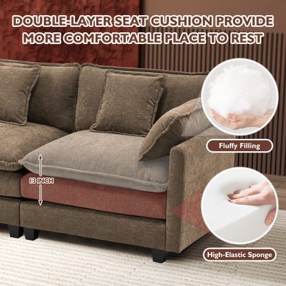 Cloudy 149.2'' Luxury Thickened Cushion Sectional Sofa