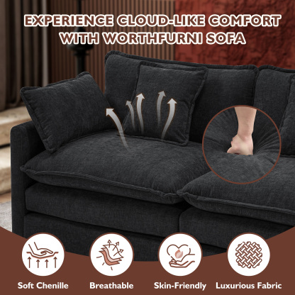 Cloudy 149.2'' Luxury Thickened Cushion Sectional Sofa