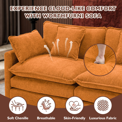 Cloudy 149.2'' Luxury Thickened Cushion Sectional Sofa