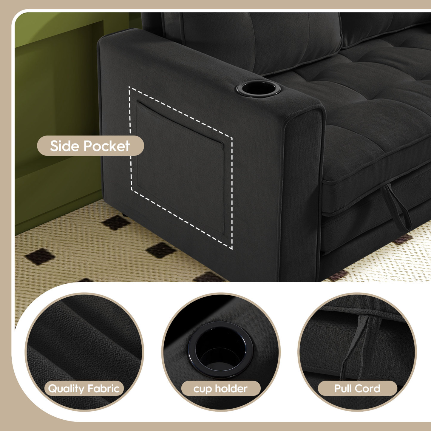 2 in 1 Convertible Sleeper Sofa Bed