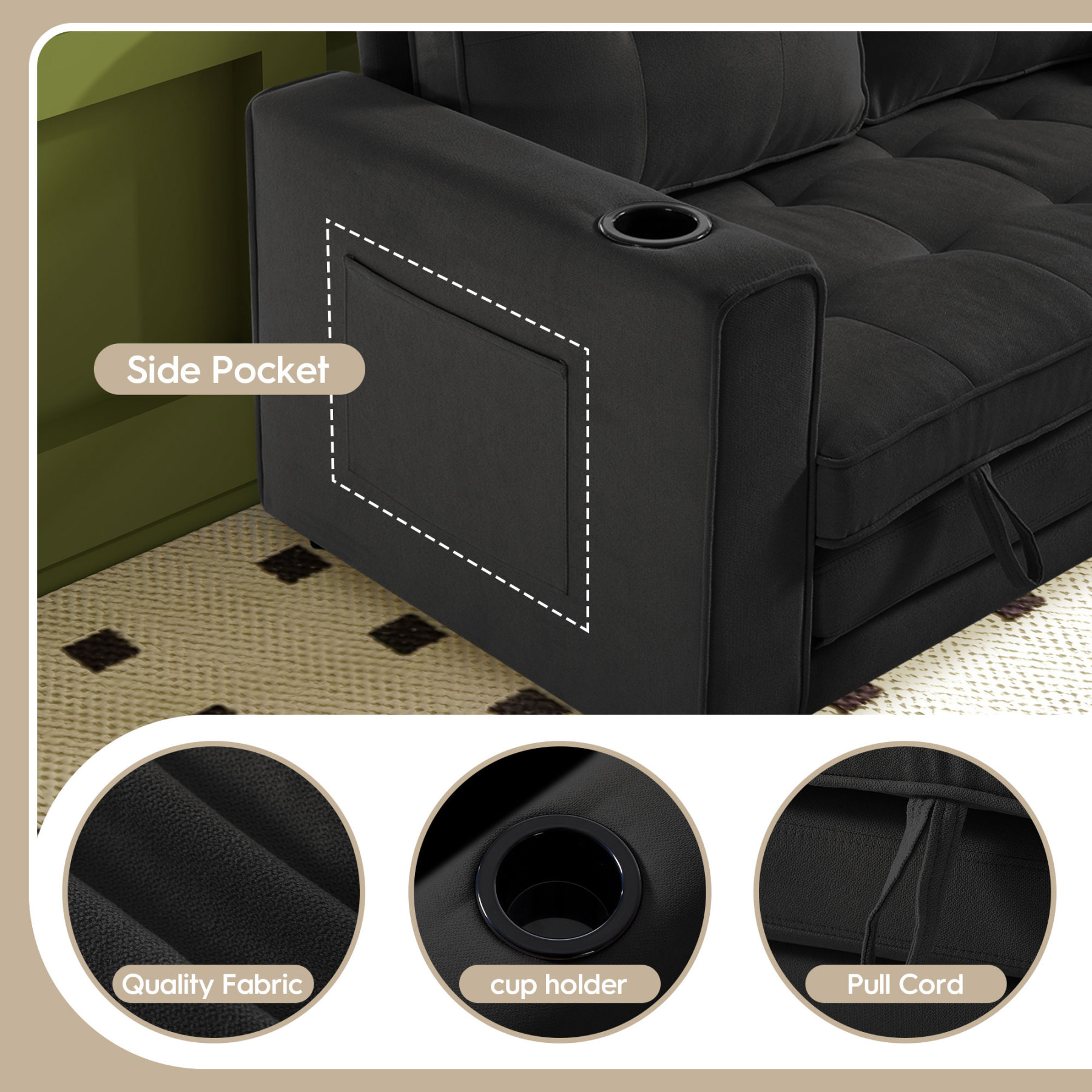 2 in 1 Convertible Sleeper Sofa Bed