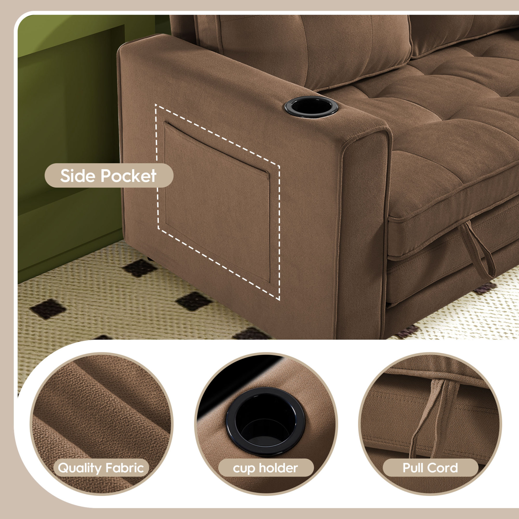 2 in 1 Convertible Sleeper Sofa Bed