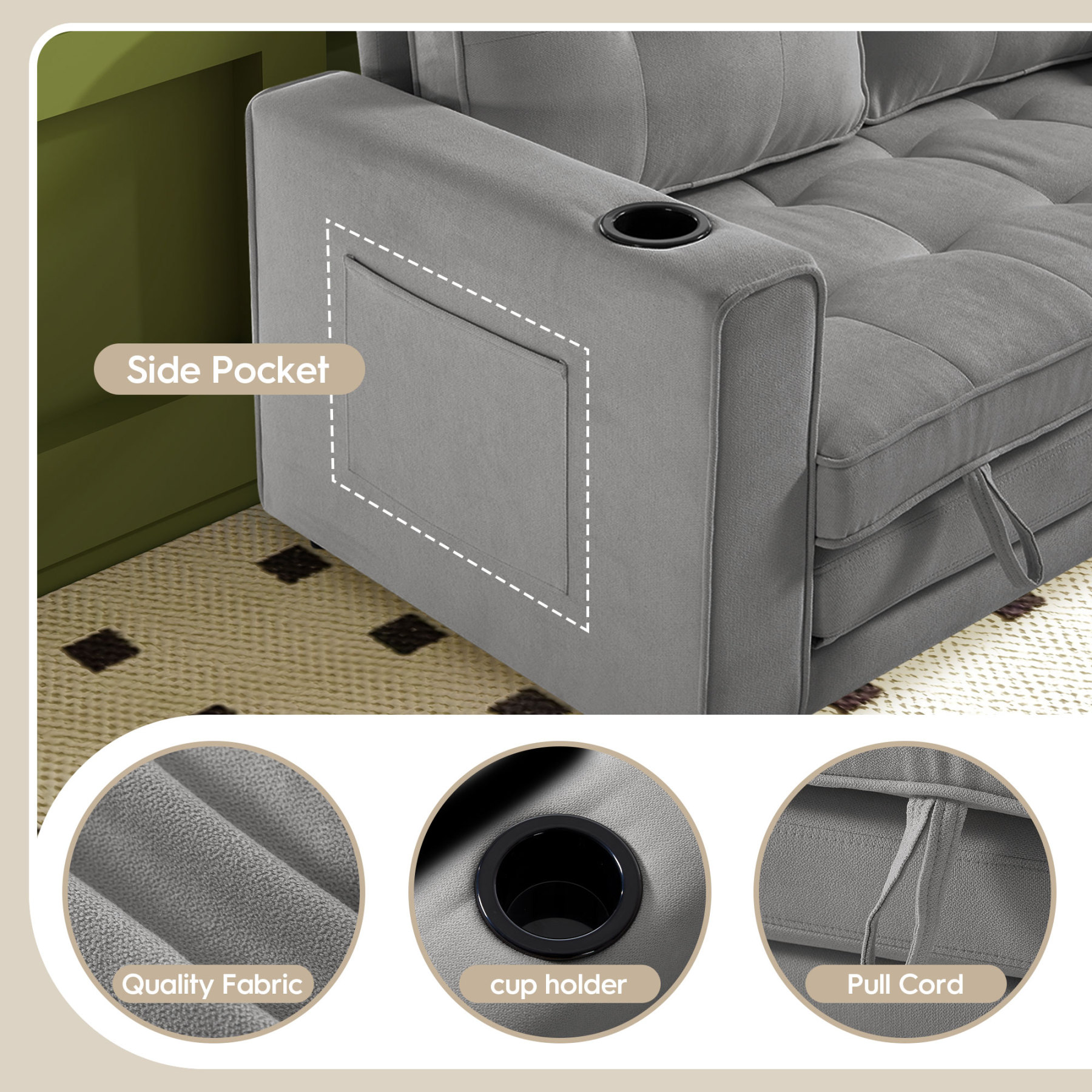 2 in 1 Convertible Sleeper Sofa Bed