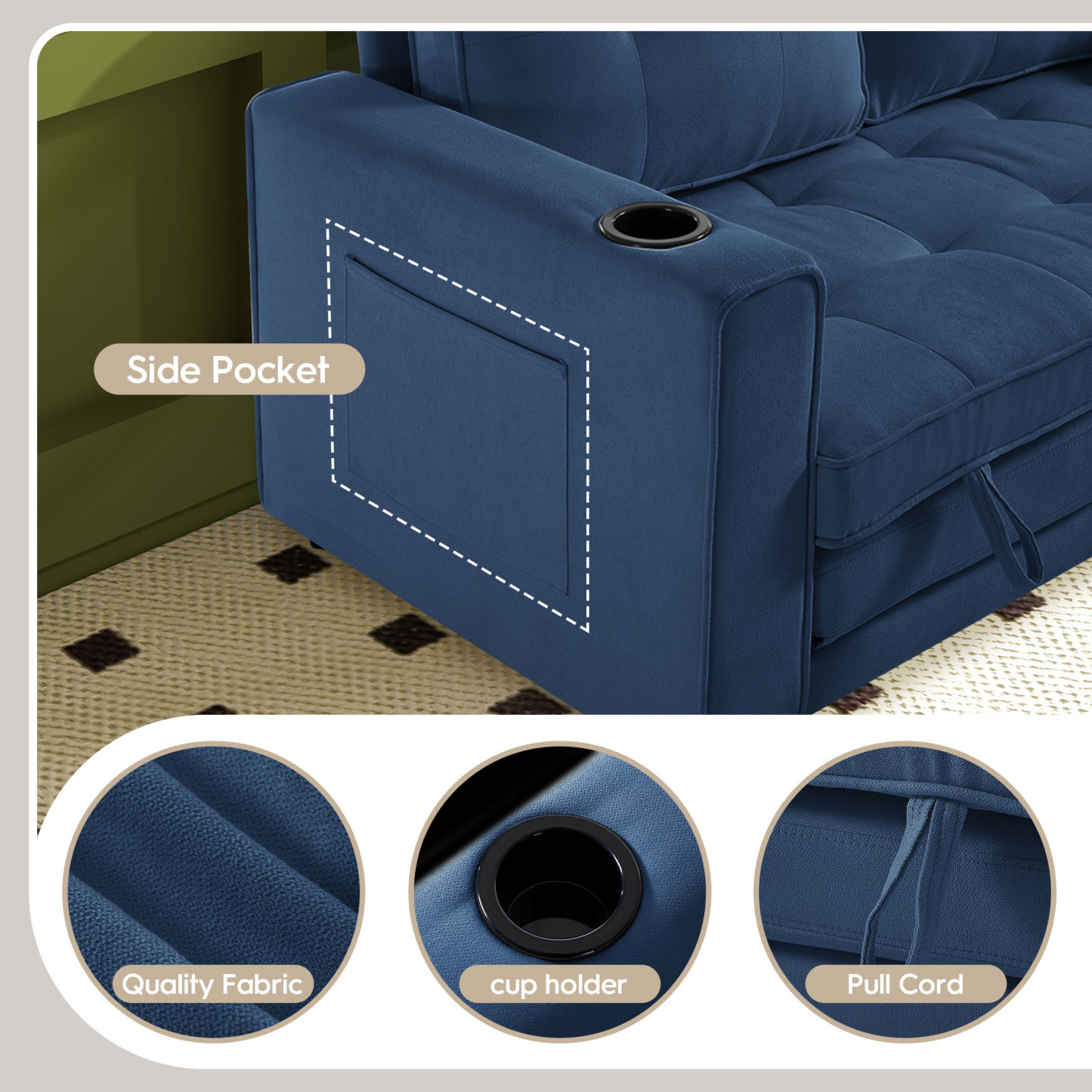 2 in 1 Convertible Sleeper Sofa Bed