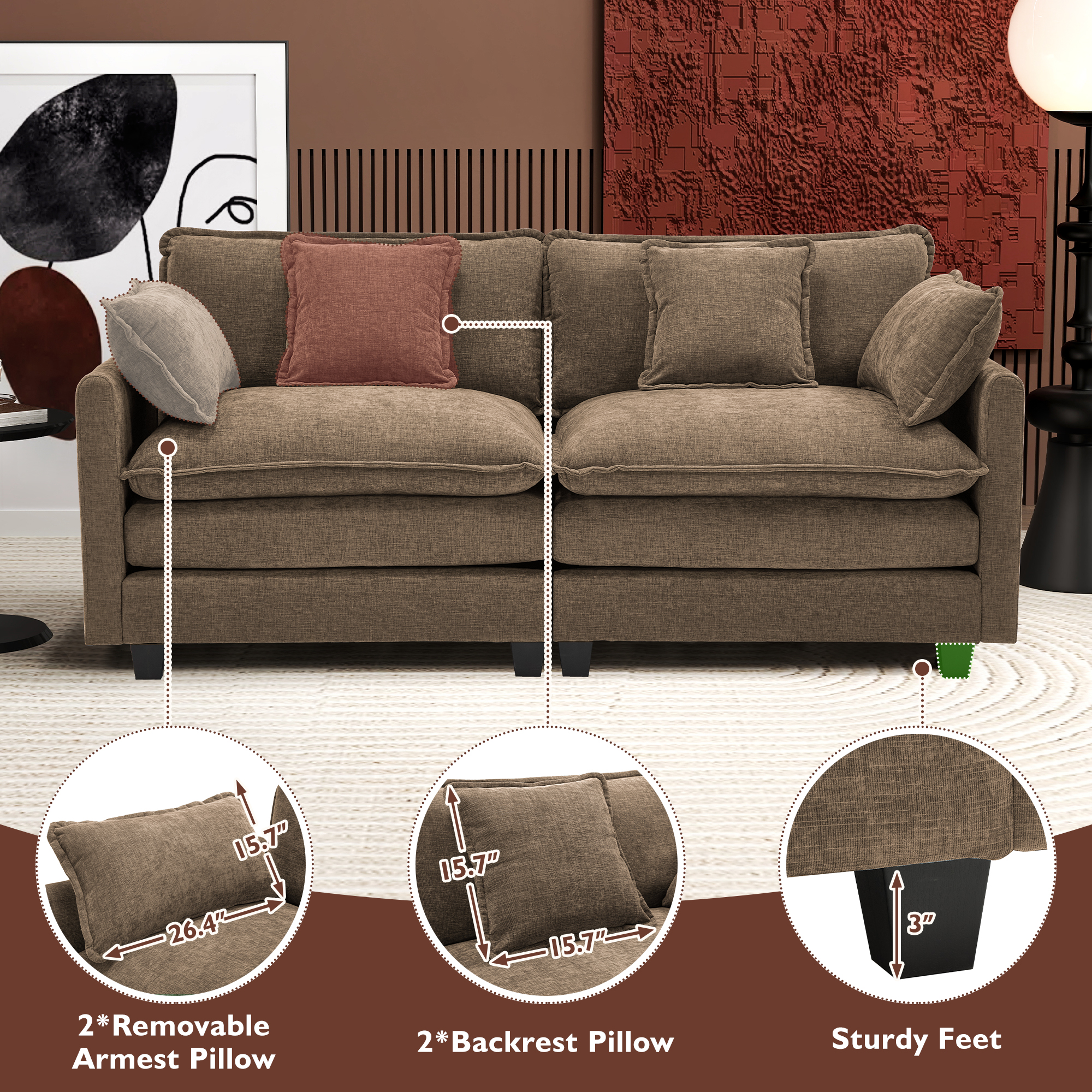 Cloudy 149.2'' Luxury Thickened Cushion Sectional Sofa