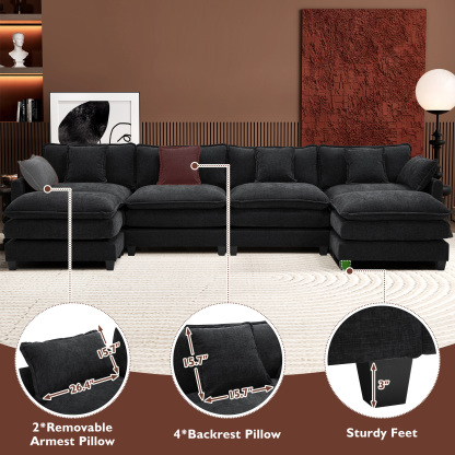 Cloudy 149.2'' Luxury Thickened Cushion Sectional Sofa