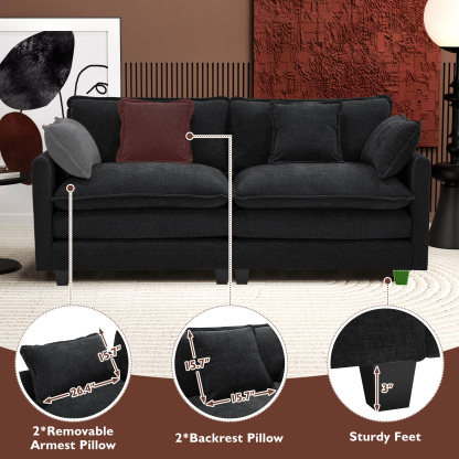 Cloudy 149.2'' Luxury Thickened Cushion Sectional Sofa