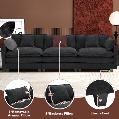 Cloudy 149.2'' Luxury Thickened Cushion Sectional Sofa