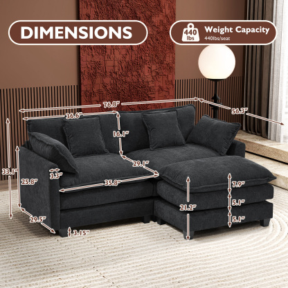 Cloudy 149.2'' Luxury Thickened Cushion Sectional Sofa