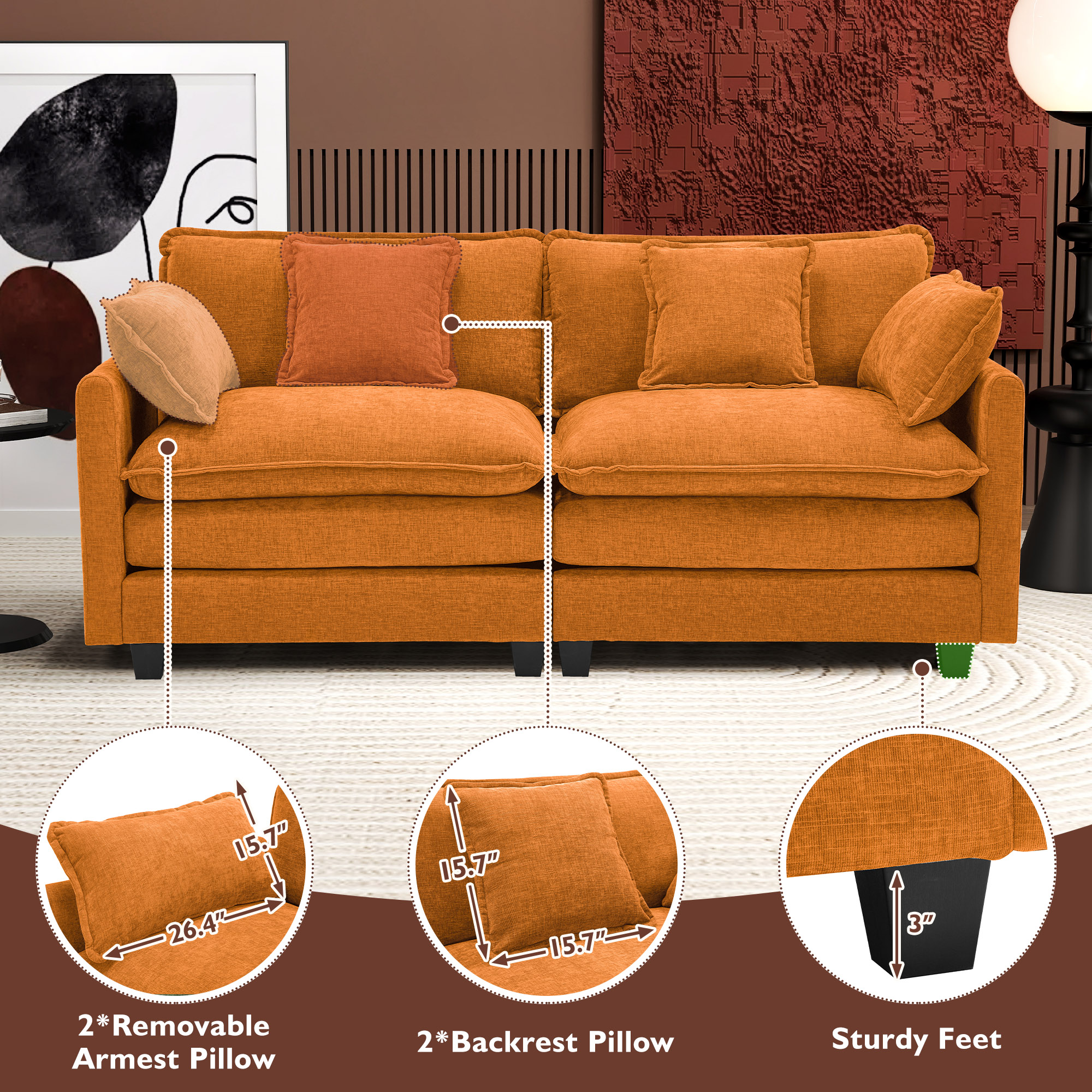 Cloudy 149.2'' Luxury Thickened Cushion Sectional Sofa