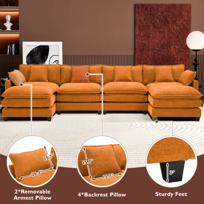 Cloudy 149.2'' Luxury Thickened Cushion Sectional Sofa