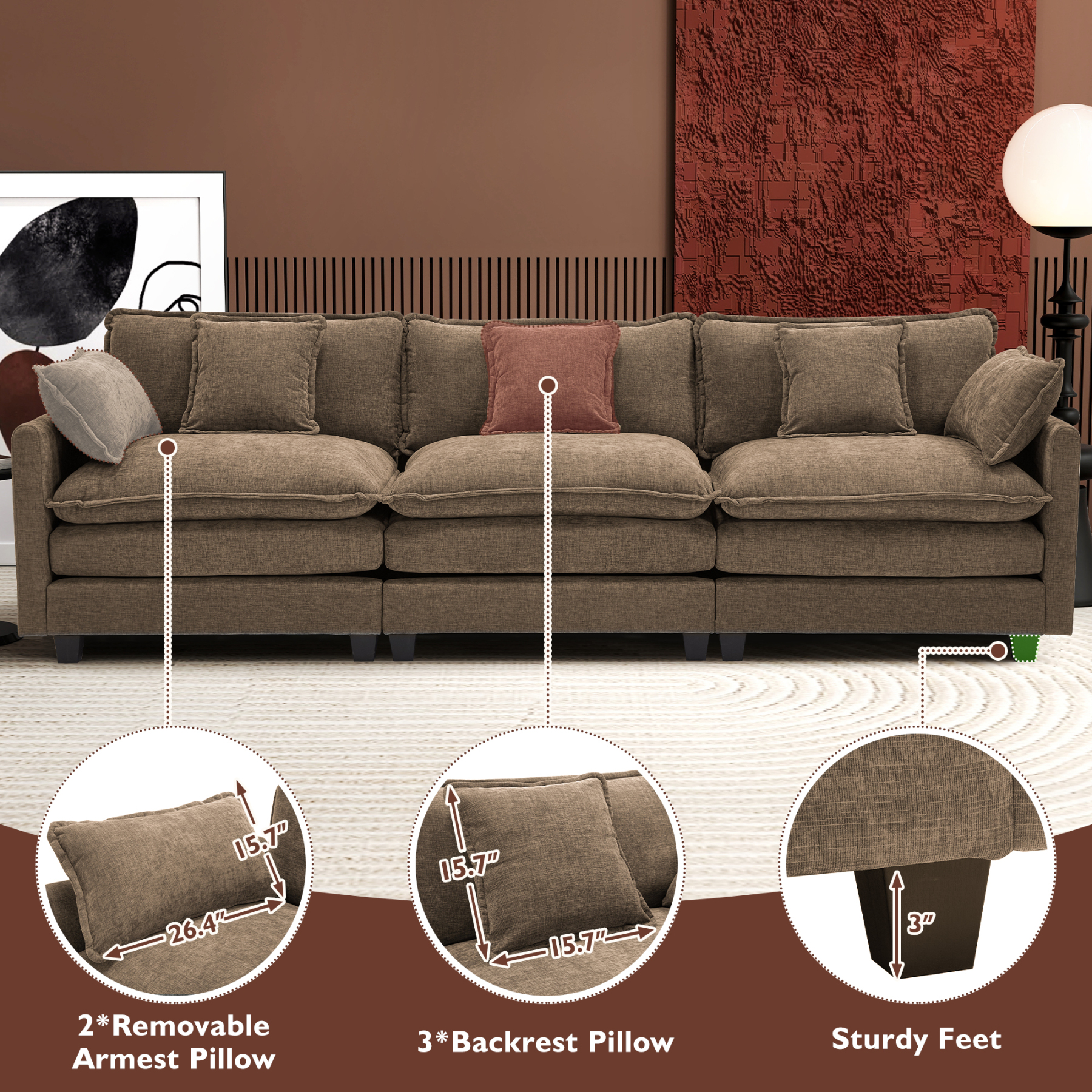 Cloudy 149.2'' Luxury Thickened Cushion Sectional Sofa