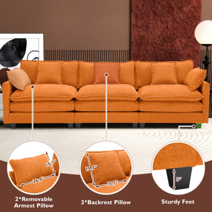 Cloudy 149.2'' Luxury Thickened Cushion Sectional Sofa