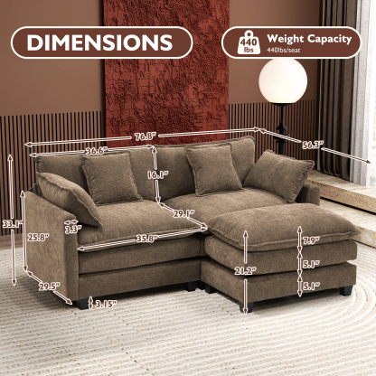 Cloudy 149.2'' Luxury Thickened Cushion Sectional Sofa