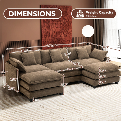 Cloudy 149.2'' Luxury Thickened Cushion Sectional Sofa