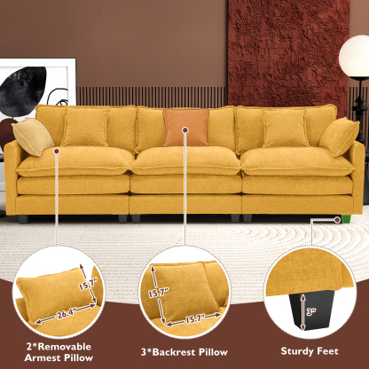 Cloudy 149.2'' Luxury Thickened Cushion Sectional Sofa