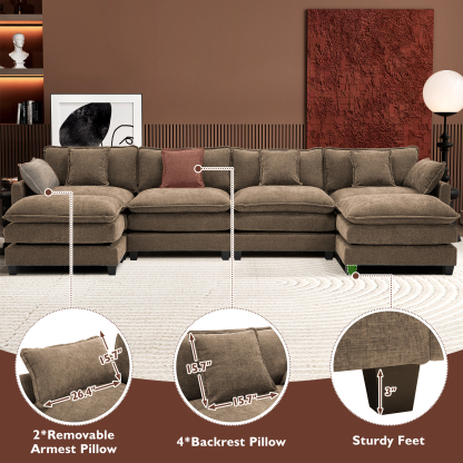 Cloudy 149.2'' Luxury Thickened Cushion Sectional Sofa